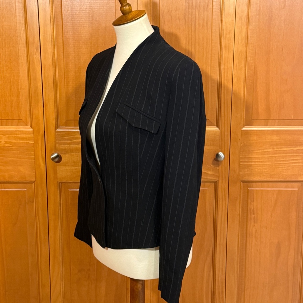 Jil Sander Black Pinstripe Single-Button Jacket - Picture 3 of 13